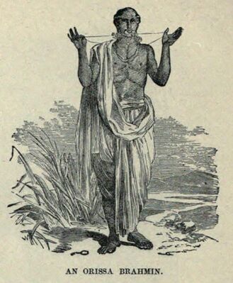 An Orissa Brahmin — later reproduction in Thomas Powell, Illustrated Home Book of the World's Great Nations (Chicago: Werner, 1893), p. 94. Scan: University of California Libraries / Internet Archive. An earlier publication is known in The Church Missionary Gleaner (1854), p. 127; the source of the album clipping is unidentified.