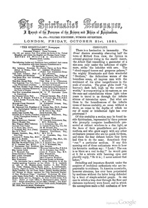 London Spiritualist, No. 478, October 21, 1881, pp. 193-94